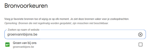 Zoek groenvanbijons.be in het Bronvoorkeuren scherm